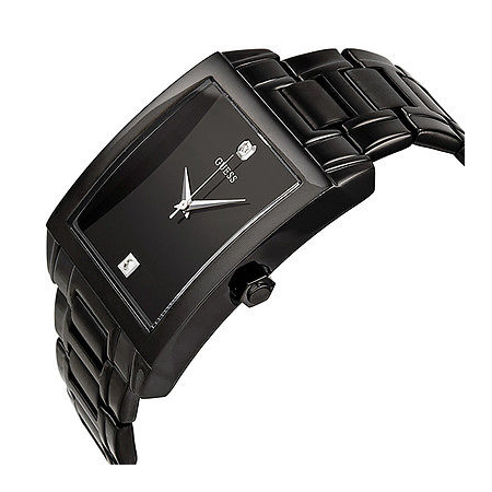Đồng hồ GUESS Men's U12557G1 Classic Black IP Rectangular Diamond Accented Watch