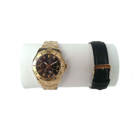 Đồng hồ GUESS Mens U10514g2 Gold Tone Multifunction Watch Set Black Leather Band