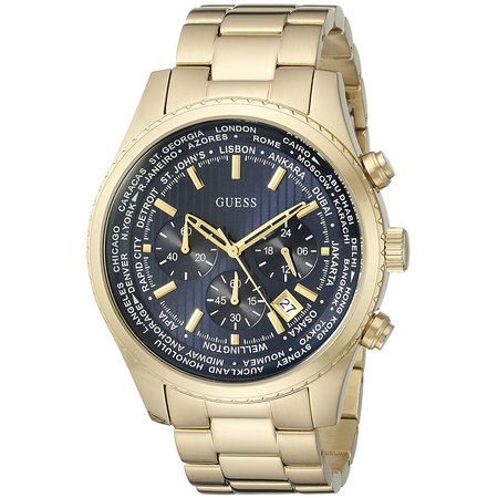 Đồng hồ GUESS Men's U0602G1 Dressy Gold-Tone Stainless Steel Multi-Function Watch with Chronograph Dial and Deployment Buckle