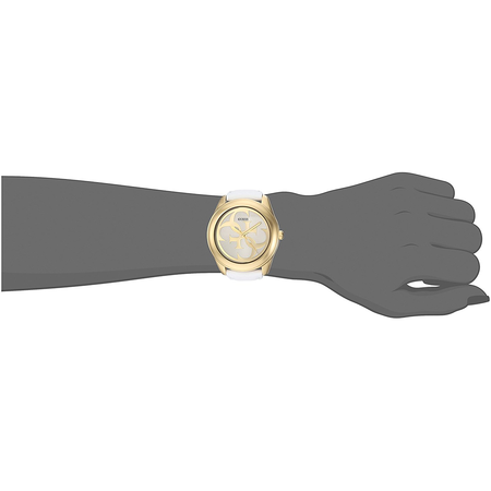 Đồng hồ GUESS Women's Stainless Steel Leather Casual Watch, Color: White (Model: U0895L2)