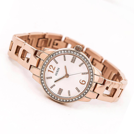 Đồng hồ GUESS Women's U0568L3 Iconic Rose Gold-Tone Logo Watch with Genuine Crystals & Self-Adjustable Links