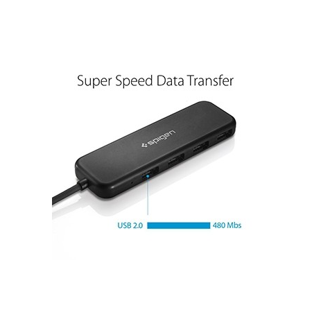 Spigen Essential F100 4-Port Ultra Slim USB 2.0 Gen 1 Hub - Retail Packaged