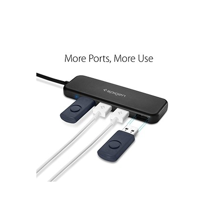 Spigen Essential F100 4-Port Ultra Slim USB 2.0 Gen 1 Hub - Retail Packaged
