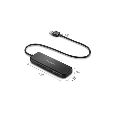 Spigen Essential F100 4-Port Ultra Slim USB 2.0 Gen 1 Hub - Retail Packaged