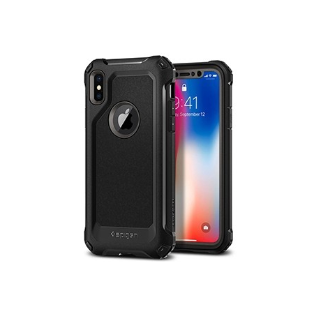 Spigen Pro Guard Case w/ Tempered Glass for Apple iPhone X - Gunmetal