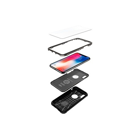 Spigen Pro Guard Case w/ Tempered Glass for Apple iPhone X - Gunmetal