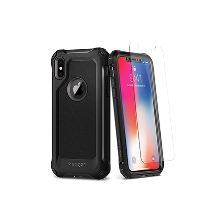 Spigen Pro Guard Case w/ Tempered Glass for Apple iPhone X - Gunmetal
