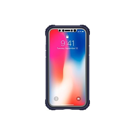 Spigen Pro Guard Case w/ Tempered Glass for Apple iPhone X - Midnight Blue