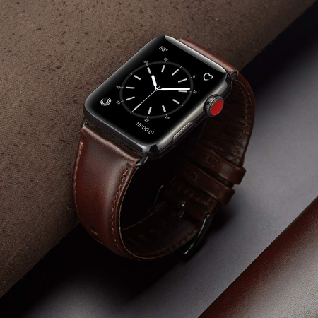 Dây da OUHENG cho đồng hồ Apple Watch Band 42mm 44mm, Sport and Edition, Brown