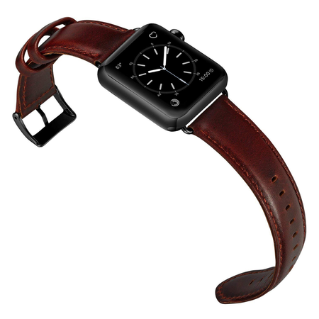Dây da OUHENG cho đồng hồ Apple Watch Band 42mm 44mm, Sport and Edition, Brown