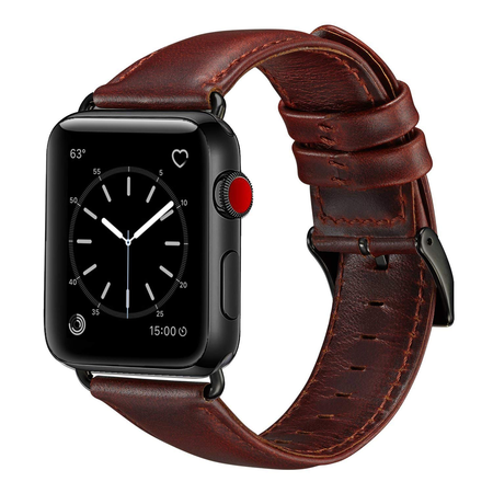 Dây da OUHENG cho đồng hồ Apple Watch Band 42mm 44mm, Sport and Edition, Brown