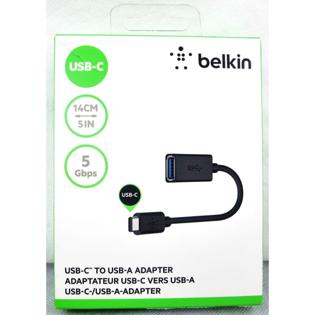 Dây cáp BELKIN USB-C to USB-A Adapter 14cm/5IN - 5 Gbps Black NEW