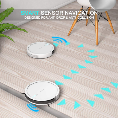 Robot lau nhà Costway Robot Vacuum Cleaner, Smart Strong Suction Cleaner Smart, App Controls & WiFi-Connected, HEPA Filter, Super Quiet Self-Charging