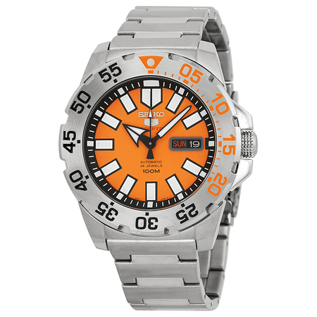 Seiko Baby Monster Automatic Orange Dial Stainless Steel Men's Watch SRP483