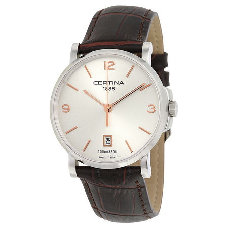Certina DS Caimano Silver Dial Brown Leather Men's Watch C0174101603701 C017.410.16.037.01