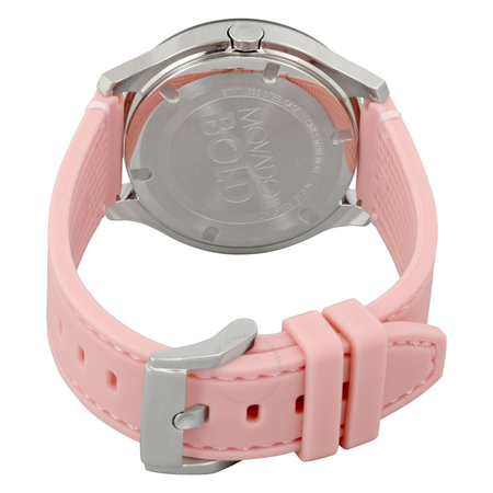 Movado Bold Silver Dial Pink Silicone Ladies Watch 3600414