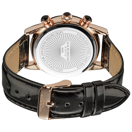 Akribos XXIV Womens AK556BKR Multi-Function Dazzling Strap Watch