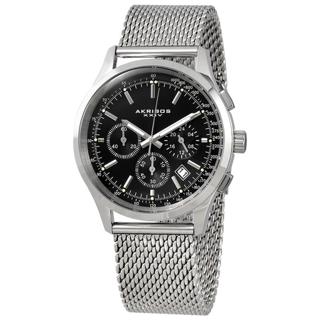 Akribos XXIV Akribos Chronograph Black Dial Stainless Steel Men's Watch AK625SSB