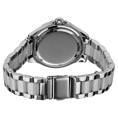 Akribos XXIV Akribos Diamond Silver-Tone Steel and White Ceramic Ladies Watch AK534SS