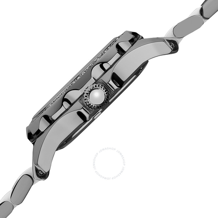 Akribos XXIV Akribos Diamond Silver-Tone Steel and White Ceramic Ladies Watch AK534SS
