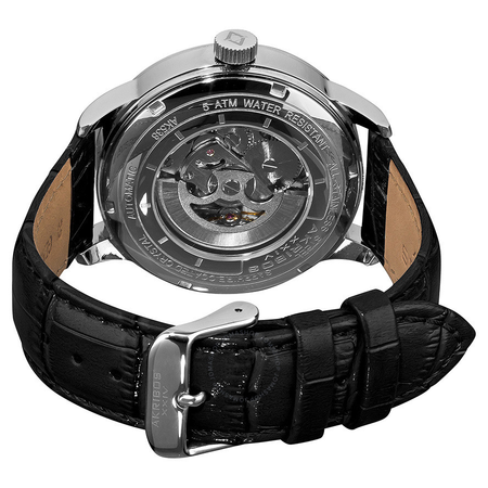 Akribos XXIV Akribos Manual Wind Skeleton Dial Black Leather Men's Watch AK538BK