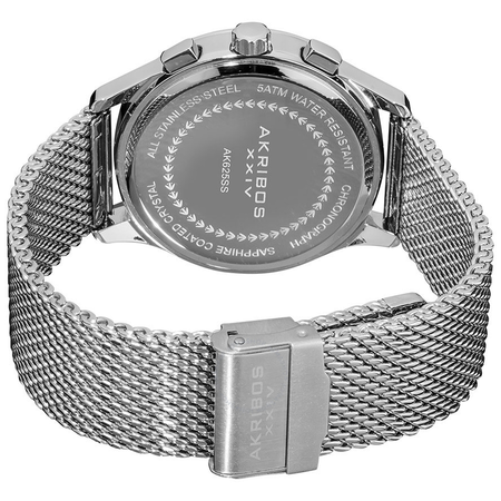 Akribos XXIV Akribos White Dial Chronograph Stainless Steel Mesh Men's Watch AK625SS