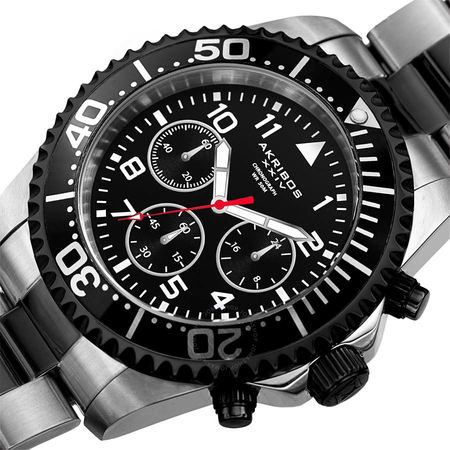 Akribos XXIV Chronograph Quartz Black Dial Men's Watch AK950TTB