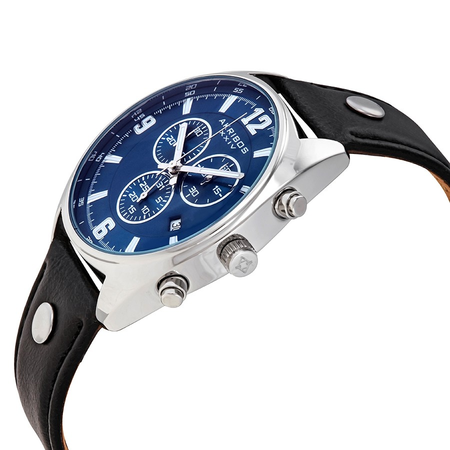 Akribos XXIV Blue Dial Men's Chronograph Leather Watch AK969BKBU