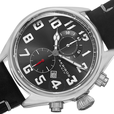 Akribos XXIV Essential Chronograph Black Dial Stainless Steel Men's  Watch AK706SSB