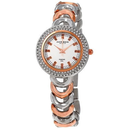 Akribos XXIV Silver Dial Two-tone Quartz Ladies Watch AK804TTR