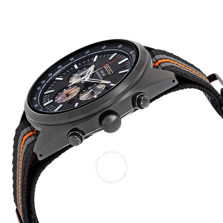 Seiko Recraft Black Dial Men's Chronograph Nylon Watch SSC669
