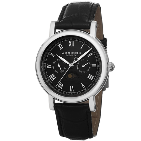 Akribos XXIV Akribos Black Dial Black Leather Men's Watch AK635SSB