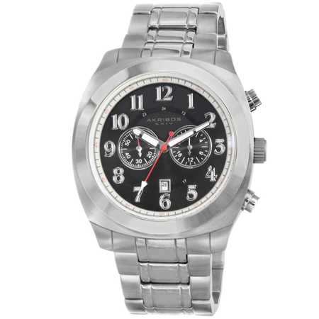 Akribos XXIV Akribos Black Dial Chronograph Stainless Steel Men's Watch AK624SS