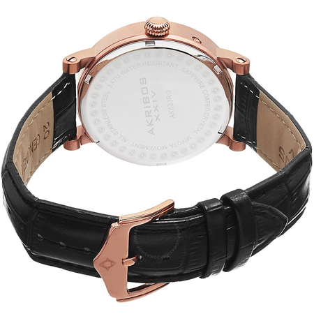 Akribos XXIV Akribos Black Dial Gold Tone Black Leather Men's Watch AK633RG