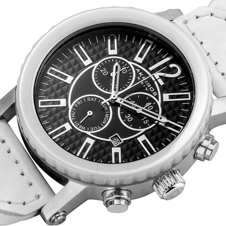 Akribos XXIV Akribos Chronograph White Ceramic White Leather Men's Watch AK571WT