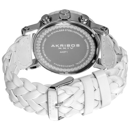 Akribos XXIV Akribos Chronograph White Ceramic White Leather Men's Watch AK571WT