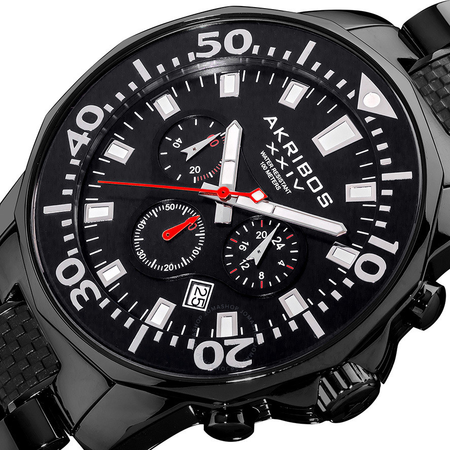 Akribos XXIV Akribos Conqueror Chronograph Black IP Stainless Steel Men's Watch AK561BK