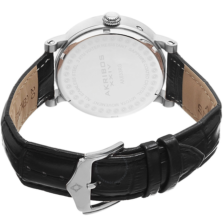 Akribos XXIV Akribos Cream Dial Black Leather Men's Watch AK633SSW