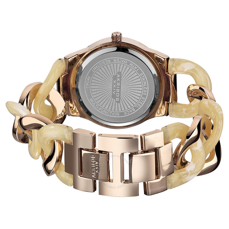 Akribos XXIV Akribos GMT Multi-Function Ivory Resin and Rose Gold-tone Ladies Watch AK562RG