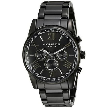Akribos XXIV Akribos Multi-Function Black Dial Black-plated Men's Watch AK904BK