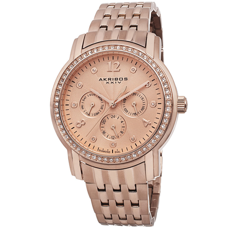 Akribos XXIV Akribos Multifunction Rose Dial Rose Gold-tone Ladies Watch AK626RG AK626RG