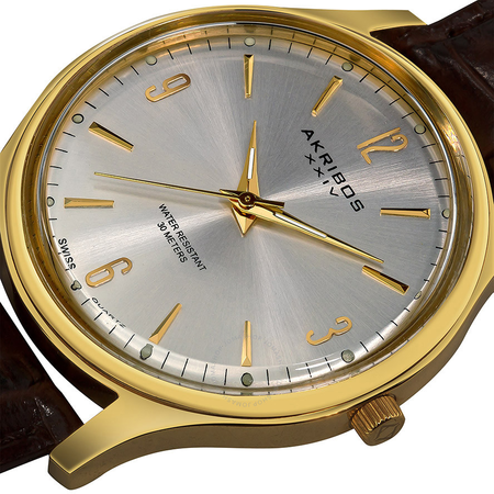 Akribos XXIV Akribos Silver Dial Gold-Tone Stainless Steel Men's Watch AK539YG