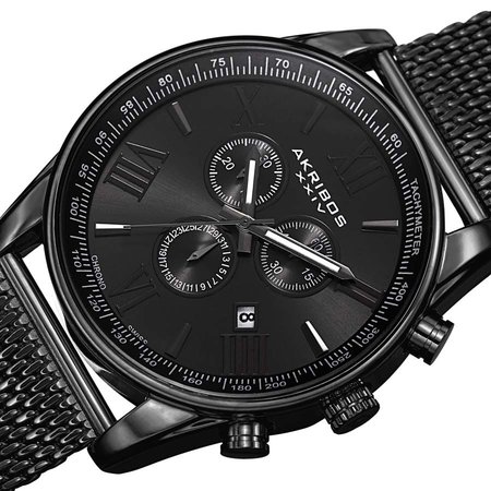Akribos XXIV Black Dial Chronograph Men's Watch AK813BK