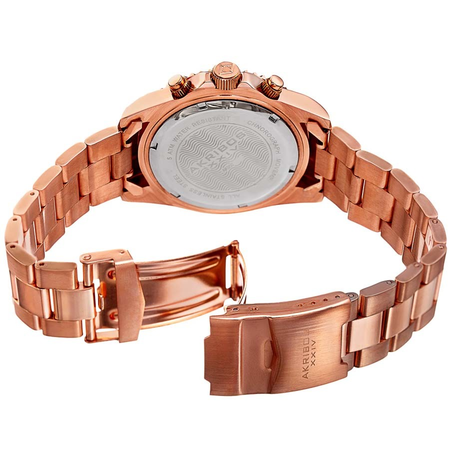 Akribos XXIV Black Dial Chronograph Rose Gold-Tone Men's Watch AK950RGBK
