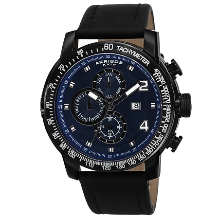Akribos XXIV Blue Dial Black IP Stainless Steel Men's Watch AK743BU AK743BU