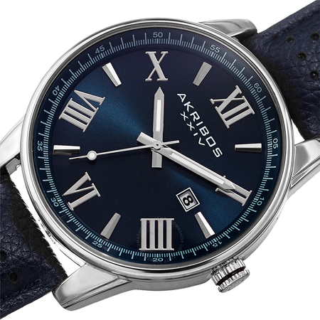 Akribos XXIV Perforated Strap Blue Dial Men's Watch AK1048SSBU
