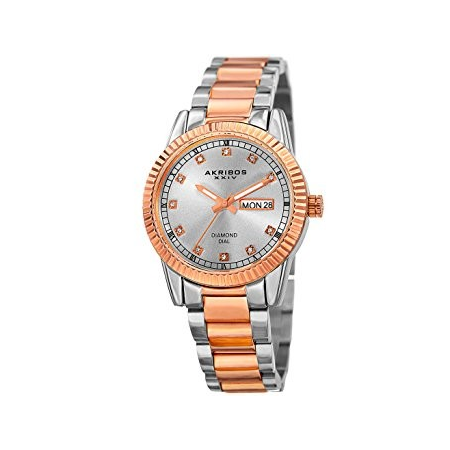 Akribos XXIV Diamond Dial Two Tone Ladies Watch AK965TTR