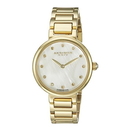 Akribos XXIV Empire White Mother Of Pearl Dial Ladies Watch AK877YG