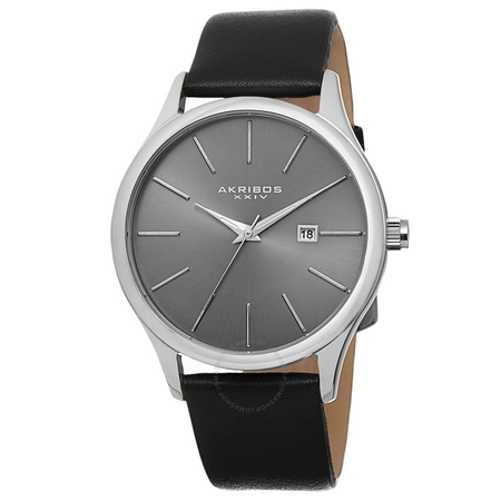 Akribos XXIV Essential Grey Dial Leather Men's Watch AK618SS