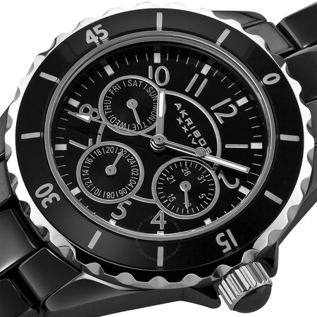 Akribos XXIV Multi-Function Black Ceramic Ladies Watch AK544BK